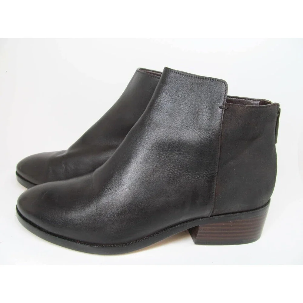 Cole Haan Grand O's Dark Brown Leather  Zip Ankle Booties Womens Size US 8 B